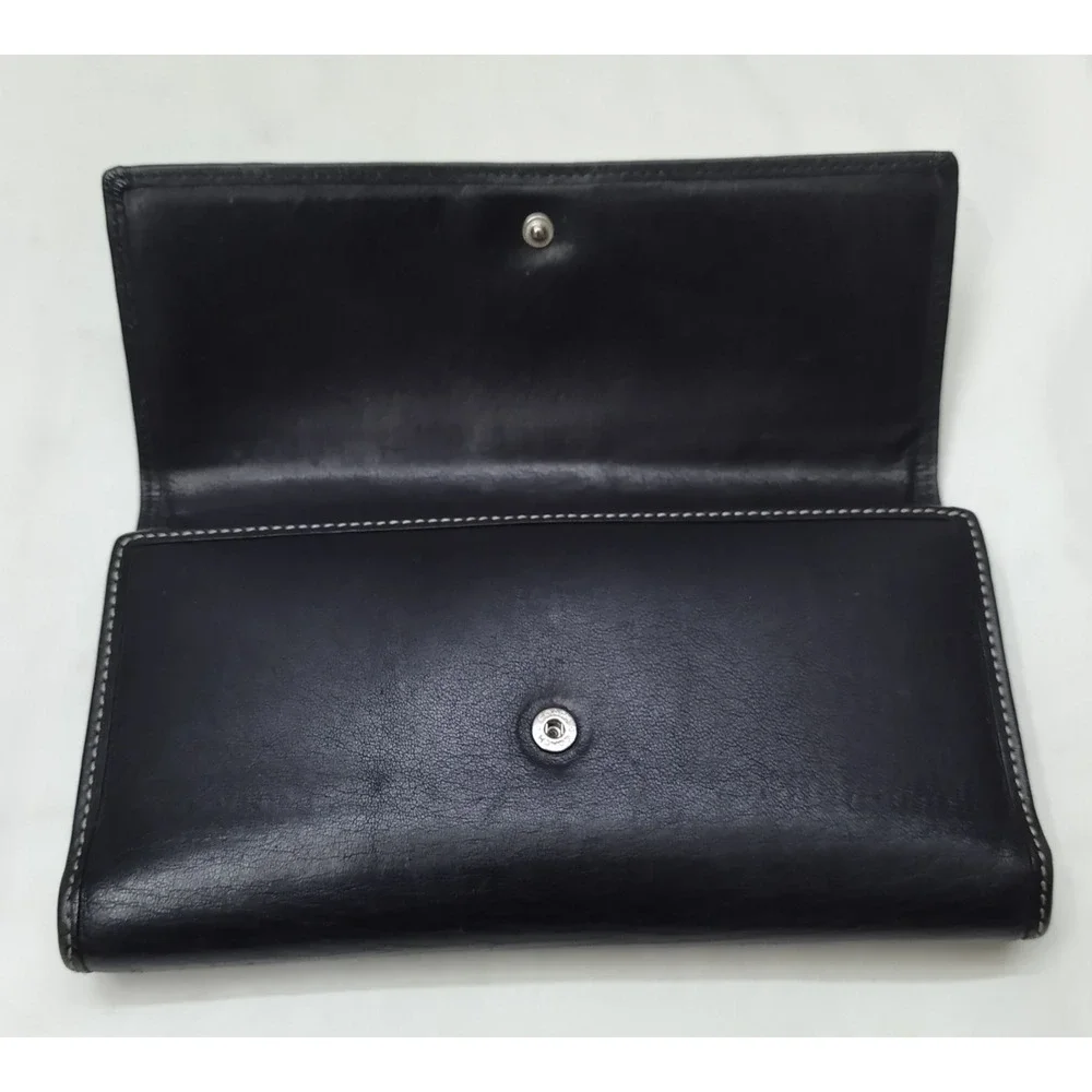 Coach Black Leather Credit Card ID Window Trifold Wallet